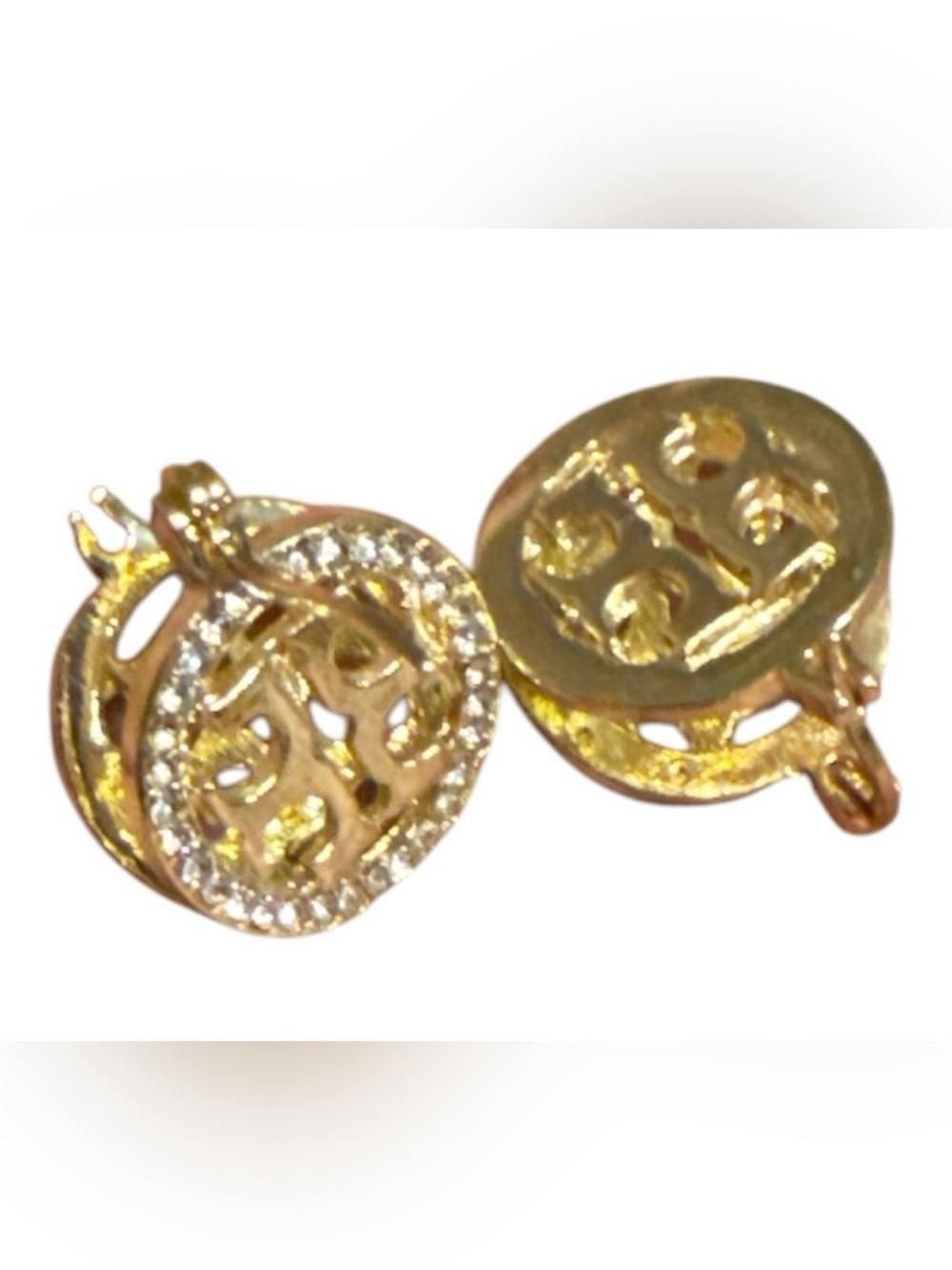 NWT Gold-Plated | Zirconia Double ‘T’ Logo Circular Earrings - Picture 4 of 4
